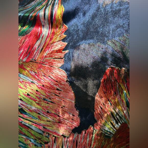 Ego Trippin’ Apparel Floral Velvet Long Sleeve Maxi Dress Vibrant Vintage XS - Picture 8 of 11